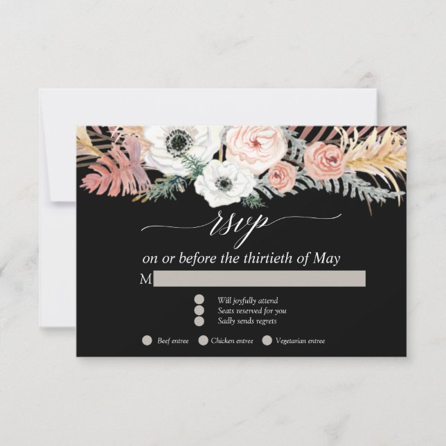 Pampas noir blanc Boho Grass Tropical Floral RSVP (Devant)