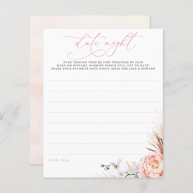 Pampas rose Grass Floral Date Idées de nuit (Devant / Derrière)