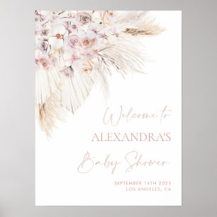 Pampas rose Grass Girl Baby shower Affiche de bien