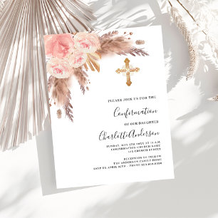 Pampas rose or budget confirmation invitation