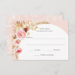 Pampas rose pâle Boho Boho Floral Mariage RSVP
