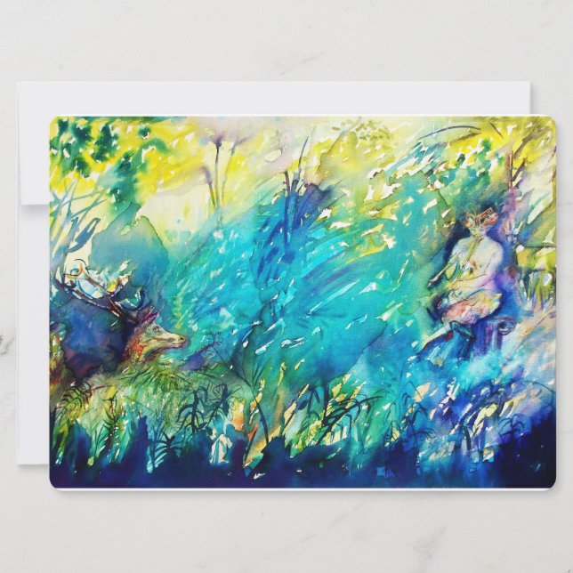 PAN ET CERF EN BOIS VERT (Devant)