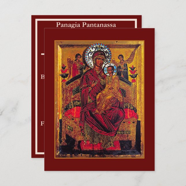 Panagia Pantanassa guérisseur de la carte de prièr (Devant / Derrière)