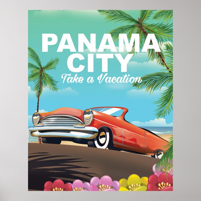 panama city affiche de voyage vintage (Devant)