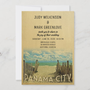 Panama City Beach Vintage Wedding Invitation