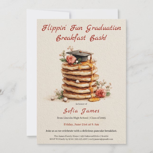 Pancake Brunch Graduation Celebration Invitation (Devant)