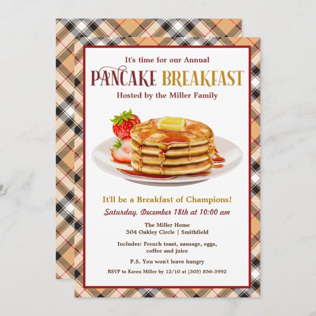 Pancakes and Breakfast Invitation (Devant / Derrière)