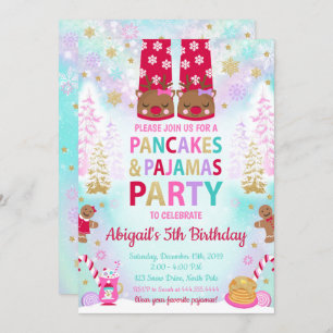 Pancakes de Noël et pyjamas Invitation d'anniversa