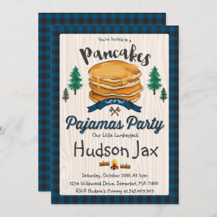Pancakes Et Pajamas Invitation Plaid