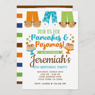 Pancakes et pyjamas Boy Invitation d'anniversaire