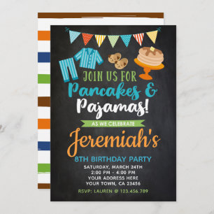Pancakes et pyjamas Boy Invitation d'anniversaire
