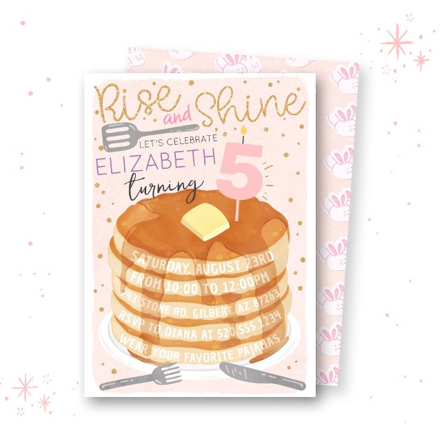 Pancakes et pyjamas couché Invitation Anniversaire (Créateur téléchargé)