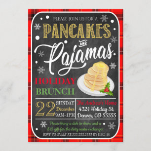 Pancakes et pyjamas Invitation à la fête de Noël
