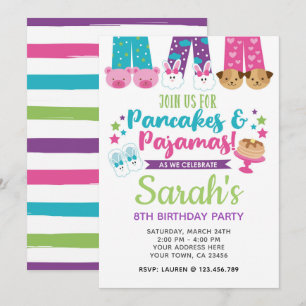 Pancakes et pyjamas Invitation d'anniversaire