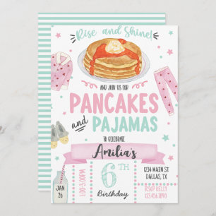 Pancakes et pyjamas Invitation de fête d'anniversa
