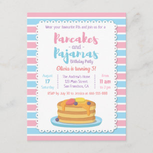 Pancakes et pyjamas Invitations à la fête d'annive