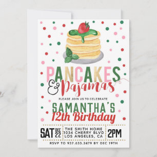 Pancakes et pyjamas Noël Anniversaire Invitation