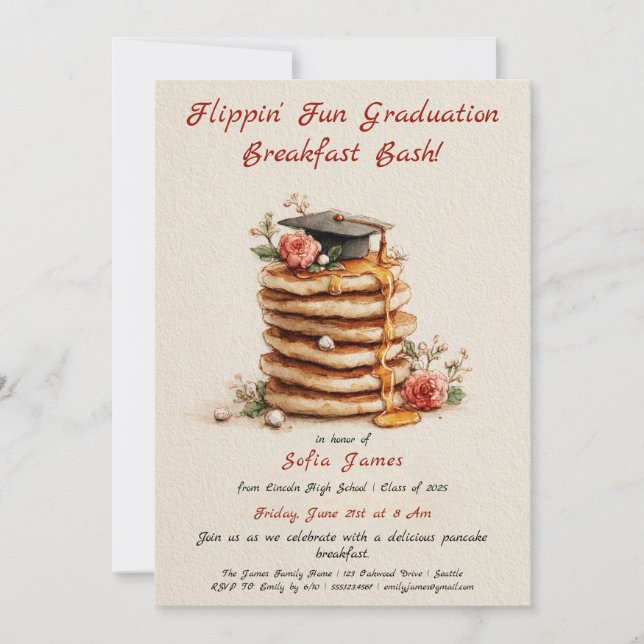 Pancakes Graduation Party Invitation (Devant)