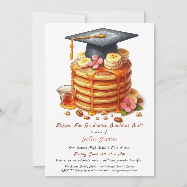 Pancakes Graduation Party Invitation (Devant)