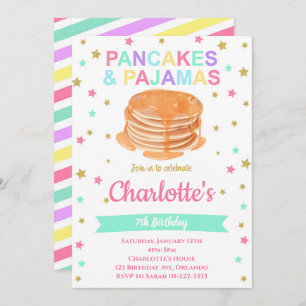 Pancakes Pajamas Invitation de fête d'anniversaire