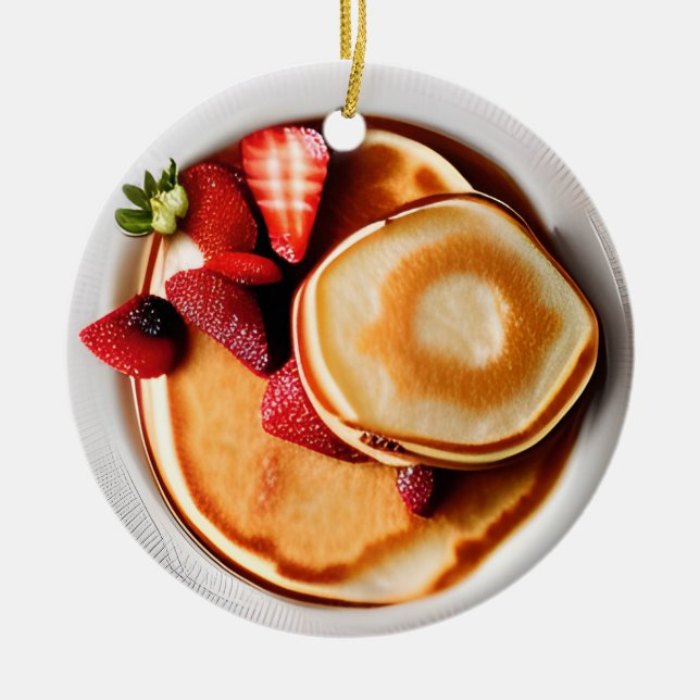 Pancakes Pun Pain Ornement en céramique de Noël (Devant)