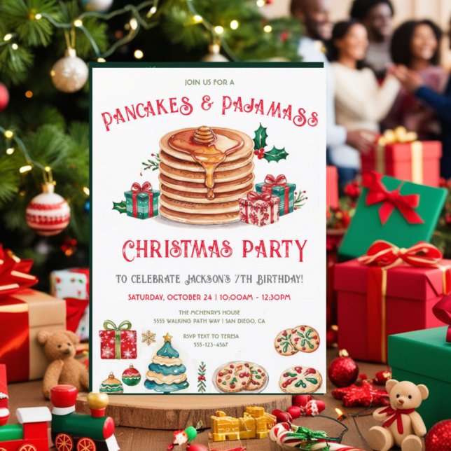 Pancakes & Pyjamas Carte d'invitation de Noël (Créateur téléchargé)