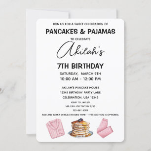 Pancakes & Pyjamas Invitation à la Fête d'Annivers