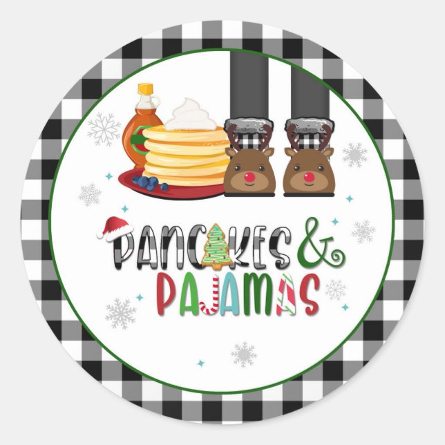 Pancakes & Pyjamas Sticker de fête de Noël - WB (Devant)