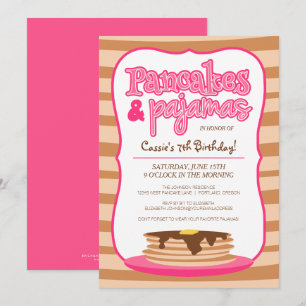 Pancakes roses et pyjamas Invitation d'anniversair