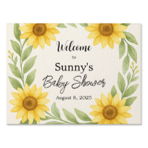 Affiche de bienvenue Baby shower de tournesol