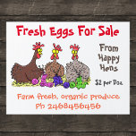 Pancarte Cute dr&#244;les poulets de dessin oeufs &#224; vendre
