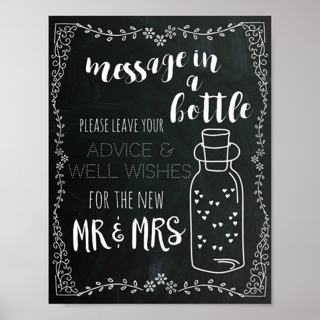 Pancarte de décoration de mariage Message dans une (Devant)