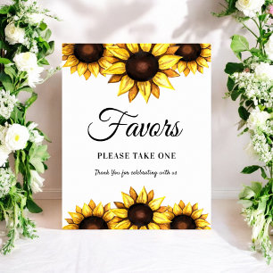Pancarte de Favors Tournesol Blanc Jaune Affiche