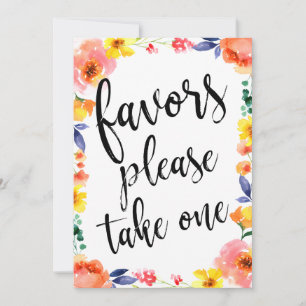 Pancarte de fleurs abordables 'Faveurs, prenez-en 