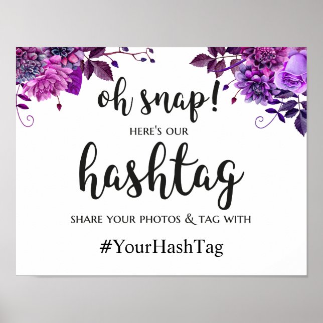 Pancarte de hashtag de mariage. Affiche instagram  (Devant)