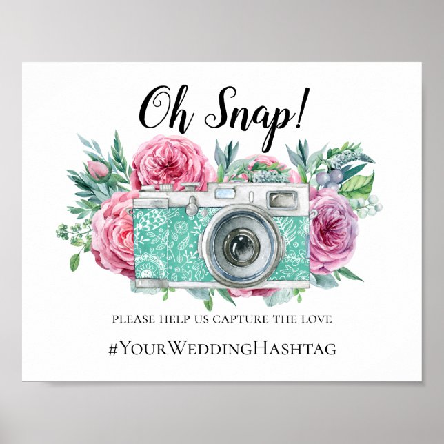 Pancarte de hashtag de mariage bohème. Impression  (Devant)