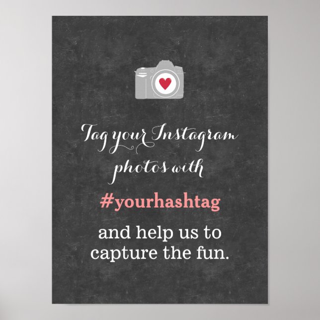 Pancarte de hashtag Instagram Love Camera Tableau (Devant)