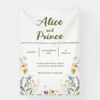 Pancarte de mariage bannière florale