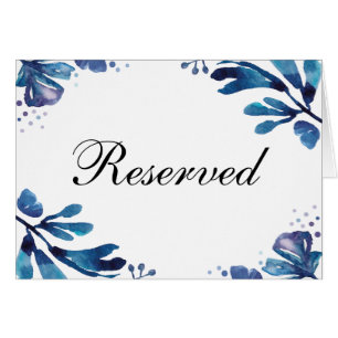 Pancarte de mariage Navy réservée. Feuilles bleues