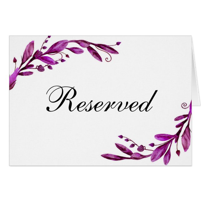 Pancarte de mariage réservé violet. Carte de table (Devant Horizontal)