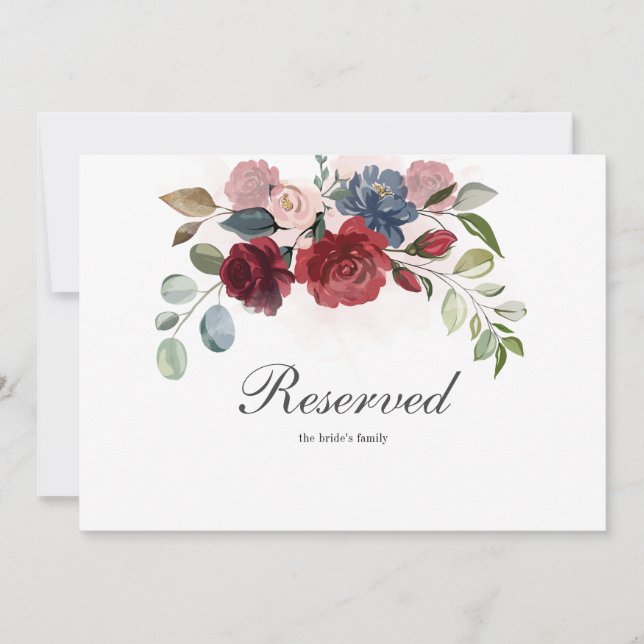 Pancarte de mariage réservée à l'aquarelle florale (Devant)