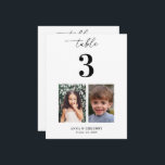 Pancarte de numéro de table avec photos d'enfance<br><div class="desc">Décorez votre table de mariage avec cette carte numérotée,  comportant les photos d'enfance des mariés et un texte personnalisé de votre choix. Ajoutez facilement vos propres détails en cliquant sur l'option "personnaliser".</div>