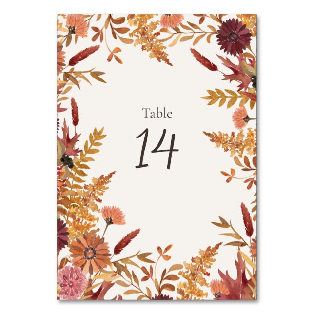 Pancarte de numéro de table de bordure florale de  (Par défaut)