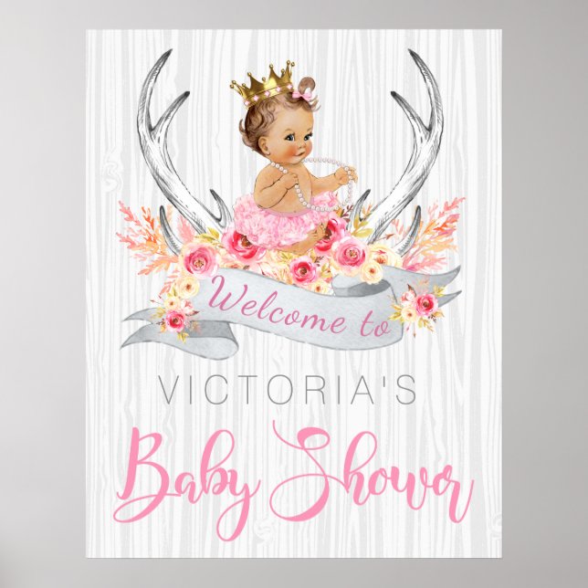 Pancarte de Poster pour Baby Shower Fille (Devant)