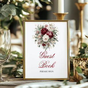 Pancarte de table de livre d'or Artistic Blush Bur