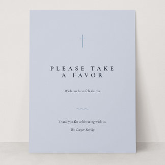 Pancarte de table Grace Blue Minimal Cross Take a