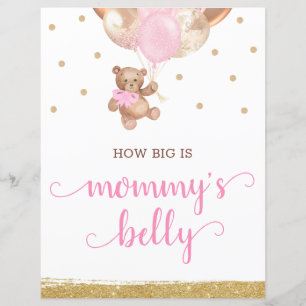 Pancarte Devine la Taille du Ventre de Maman Ourso
