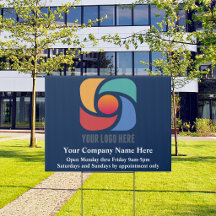 Enseigne de cour d'entreprise bleu marine Logo d'e