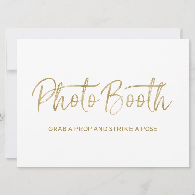 Pancarte "Photobooth" de mariage | Doré élégant (Devant)