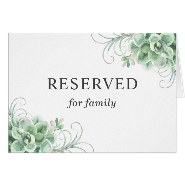 Pancarte réservée mariage succulente aquarelle. Pa (Devant Horizontal)